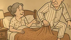 Vic: Starejši par leži v postelji...