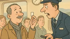 Vic: Kondukter preverja vozovnice na vlaku...